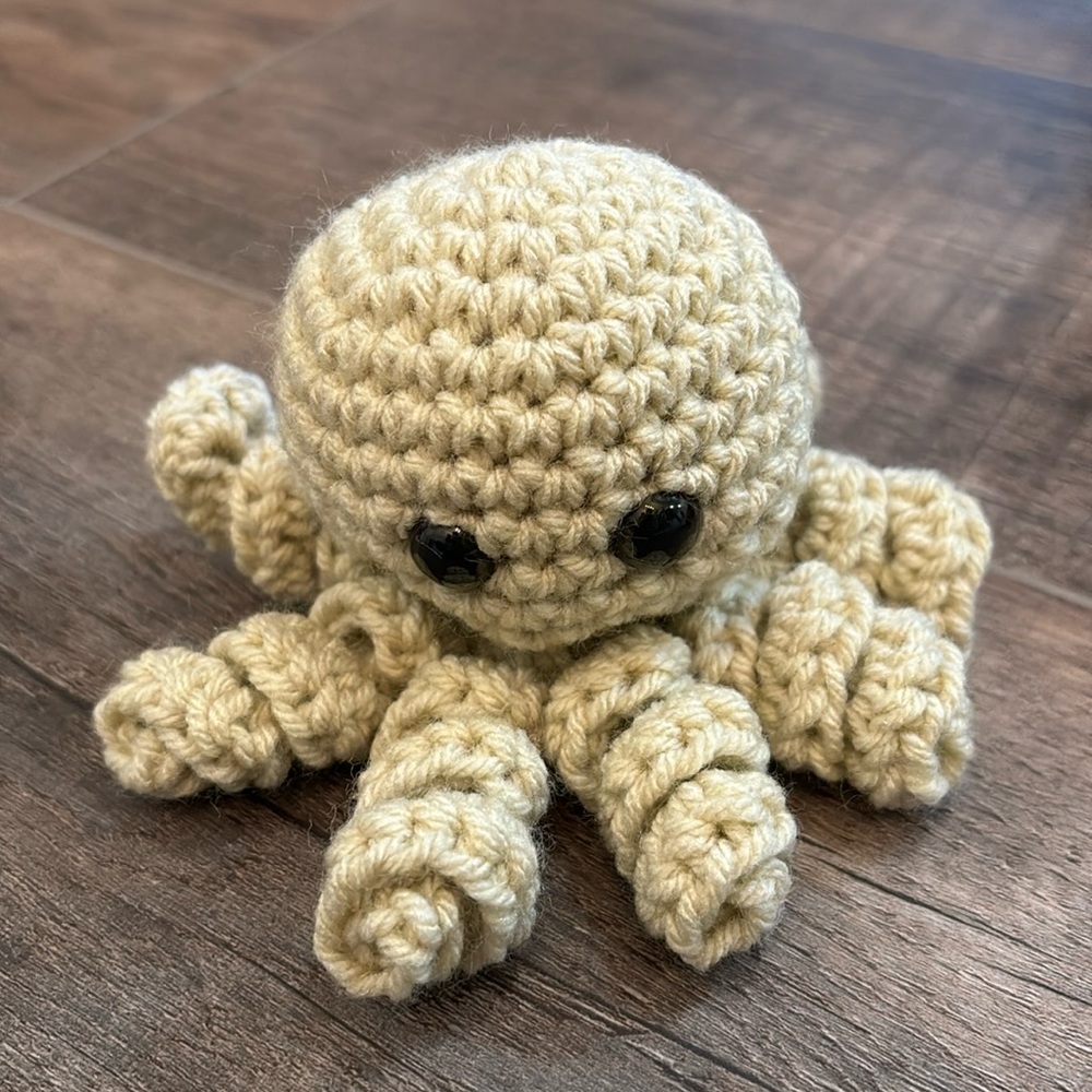 Handmade Crochet Amigurumi‎ Octopus Tan Ocean Stuffed Animal Kids Gift Mini Cute